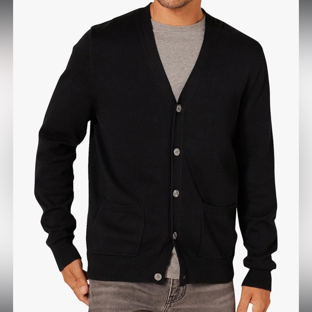 Amazon Essentials Black Men's Cardigan Sweater